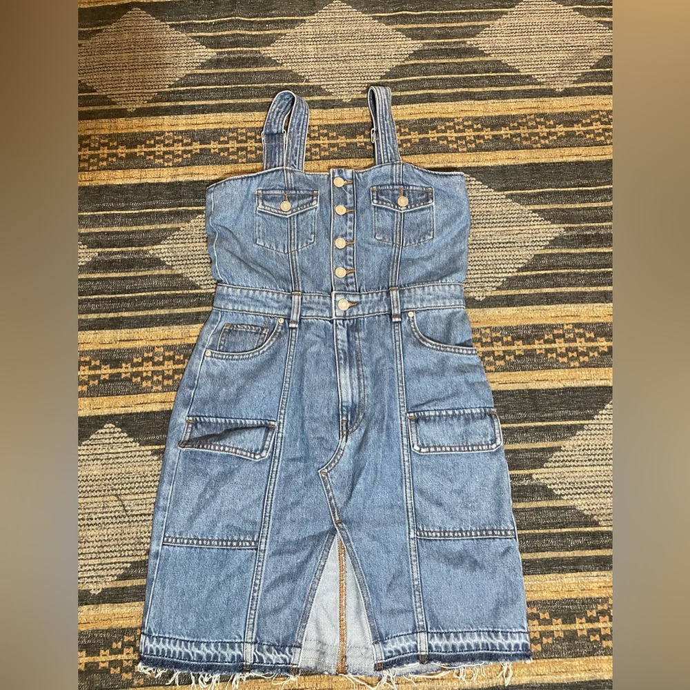 Cargo denim mini Dress sleeveless